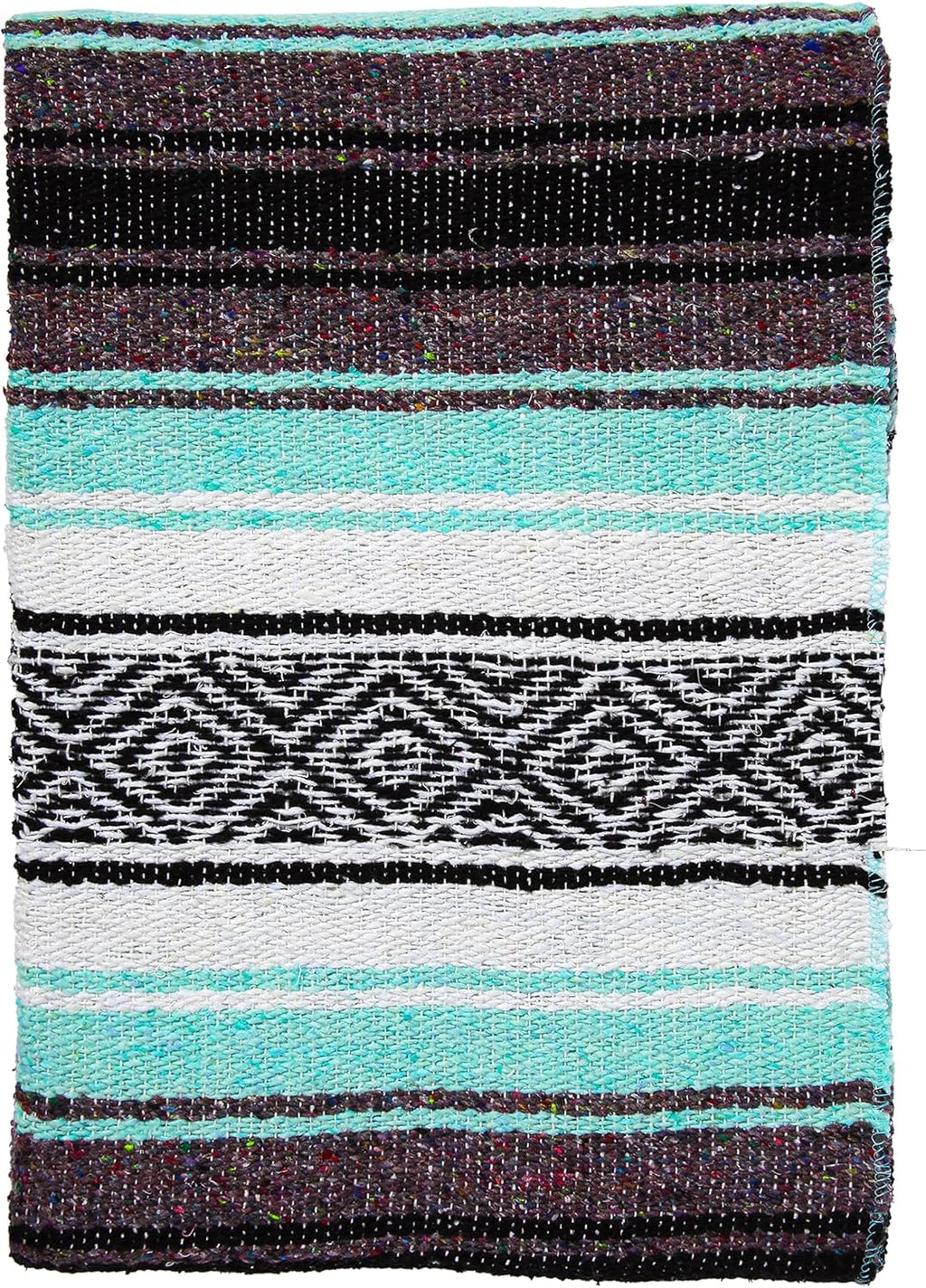 Mexican Yoga Blanket | Colorful Falsa Serape | Park Blanket, Yoga Towel, Picnic, Beach Blanket, Patio Blanket, Soft Woven Saddle Blanket, Boho Home Décor (Cool Mint & Gray)